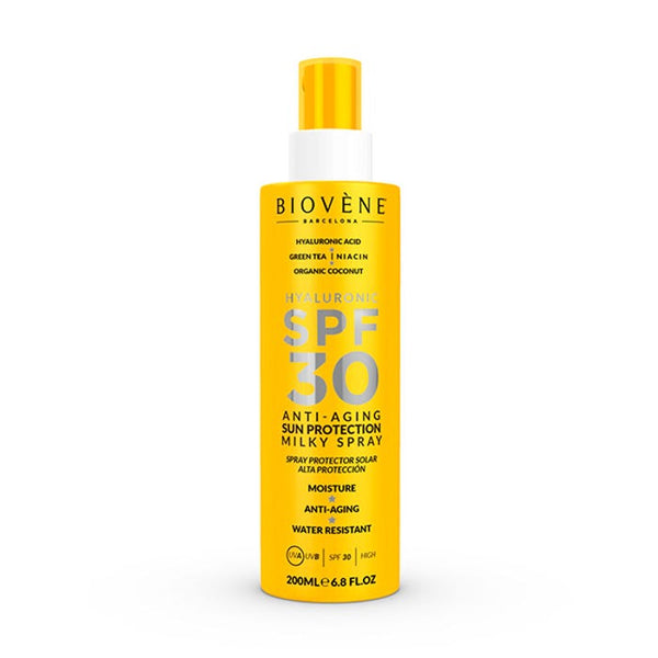 BIOVENE - Spray Solaire Lait Antiâge SPF 30 à l'Acide Hyaluronique