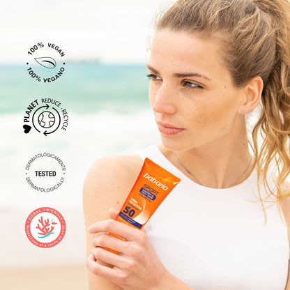 Babaria - Crème Solaire Sport SPF 50 Invisible – Résistante Eau & Transpiration