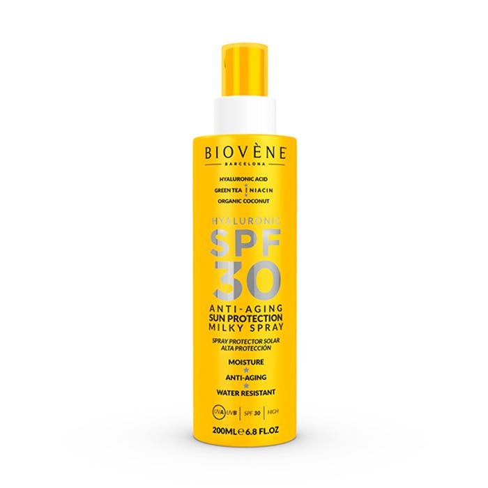 BIOVENE - Spray Solaire Lait Antiâge SPF 30 à l'Acide Hyaluronique - Espanova Store