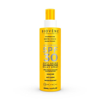 BIOVENE - Spray Solaire Lait Antiâge SPF 30 à l'Acide Hyaluronique - Espanova Store